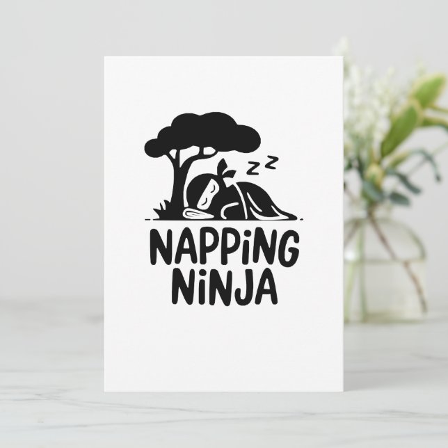 Napping Ninja - Cute Sömnig Ninja Art Funny Ssov Inbjudningar (Stående Fram)