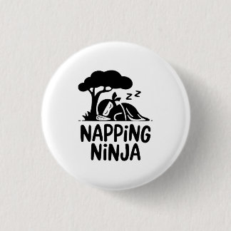 Napping Ninja - Cute Sömnig Ninja Art Funny Ssov Knapp