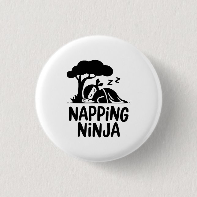 Napping Ninja - Cute Sömnig Ninja Art Funny Ssov Knapp (Framsida)