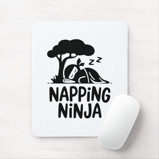 Napping Ninja - Cute Sömnig Ninja Art Funny Ssov Musmatta (Med mus)