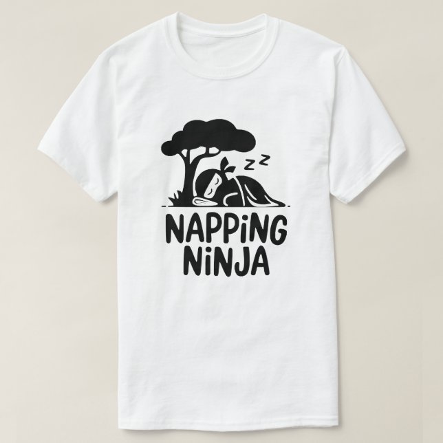 Napping Ninja - Cute Sömnig Ninja Art Funny Ssov T Shirt (Design framsida)