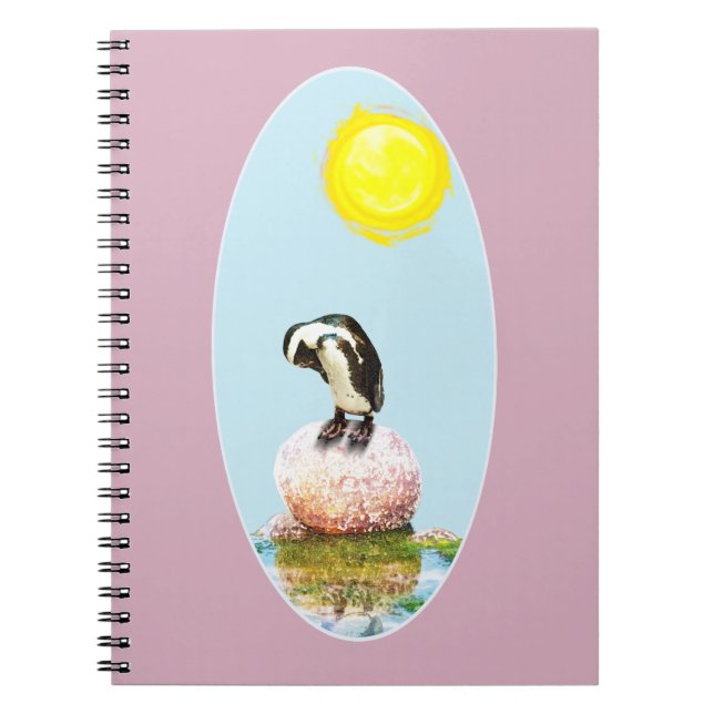 Napping Penguin i Sol Anteckningsbok Med Spiral (Framsidan)