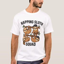 Napping Sloth Squad T-Shirt - Animal Sleep Gang 