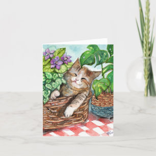 Napping Time Comfy Cat Art av Patricia Chu Tack Kort
