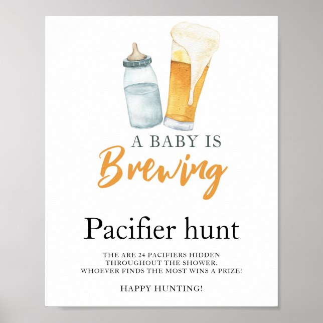 Nappjakt för bebisar baby shower spel poster (Framsidan)