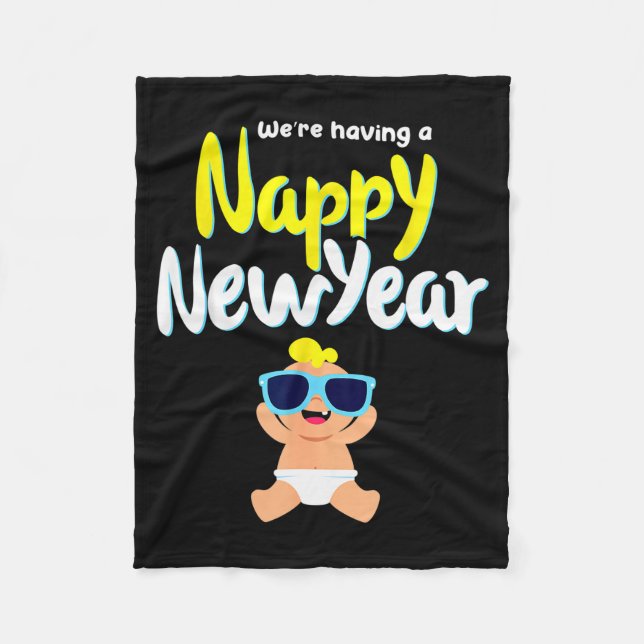 Nappy New Year Diaper Expecting Pregnant Funny Hap Fleecefilt (Framsidan)