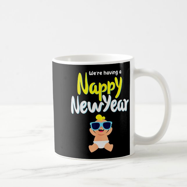 Nappy New Year Diaper Expecting Pregnant Funny Hap Kaffemugg (Höger)