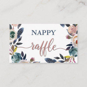 Nappy Raffle Dusty Rosa Navy Blue Baby Shower Tilläggskort