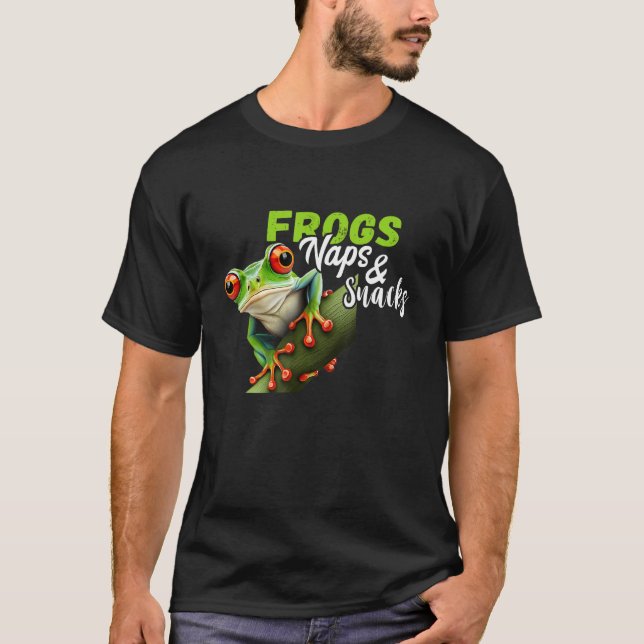 Naps And Snacks Rainforest Amphibian Red Eyed Tree T Shirt (Framsida)