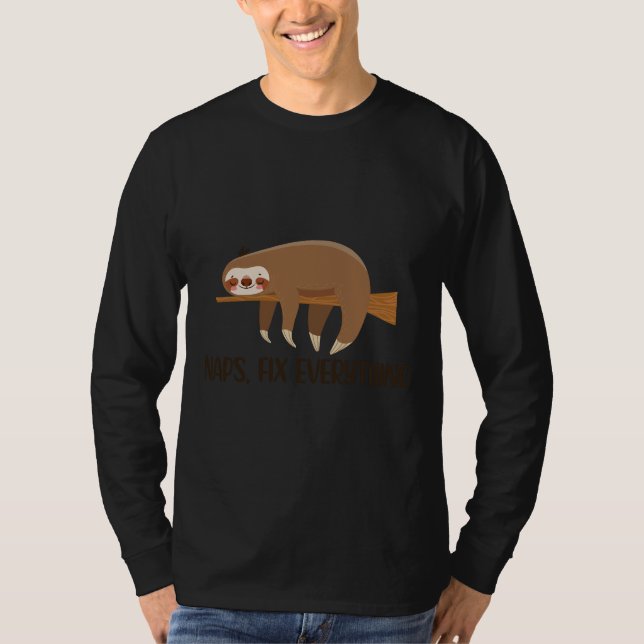 Naps Fix Allt Co Nap Kung Lazy Sloth Funny N T Shirt (Framsida)