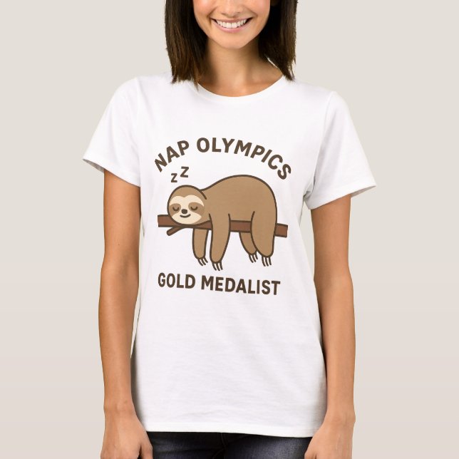 Naps Olympics Guld Medalist T-Shirt - Lättare Slot (Framsida)
