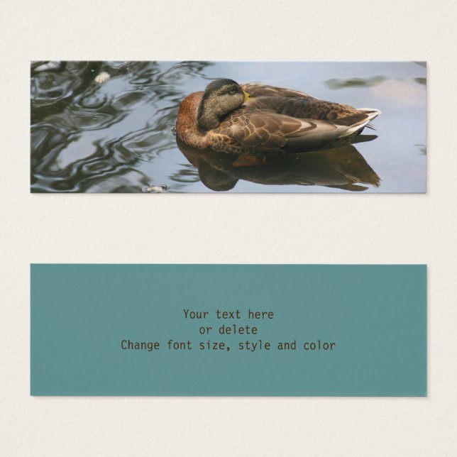 Naptime Mallard Anka Nature Mini Bookmark Litet Visitkort (Framsida & baksida)