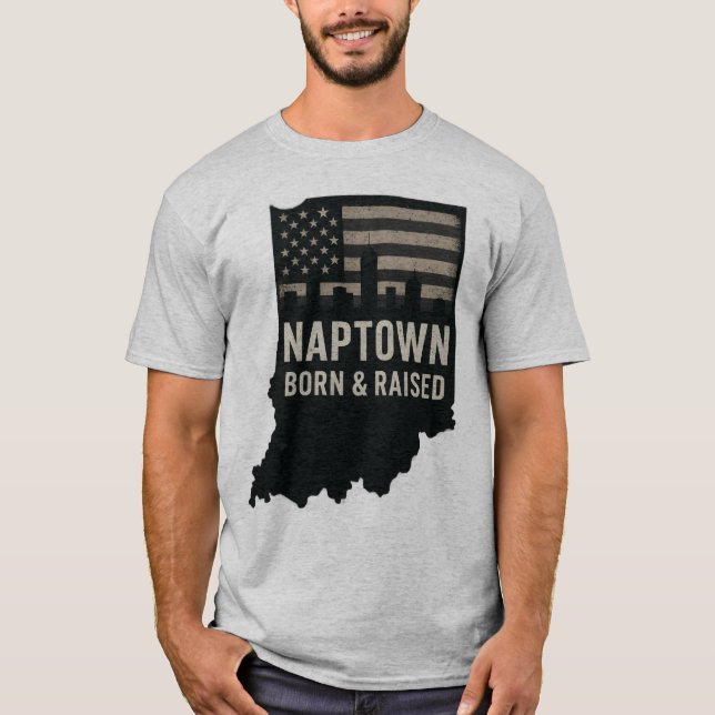 Naptown Indiana Born och Razed Tee (Framsida)
