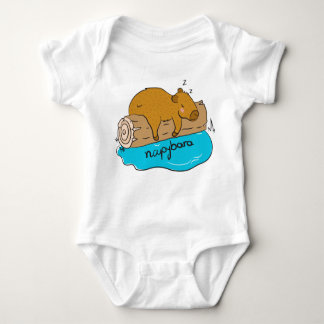 Napybara Cute Capybara Sleeping on Wood Log T Shirt