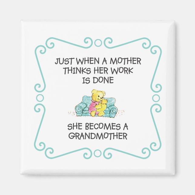 När A Mor tänker - mormor Magnet (Framsidan)