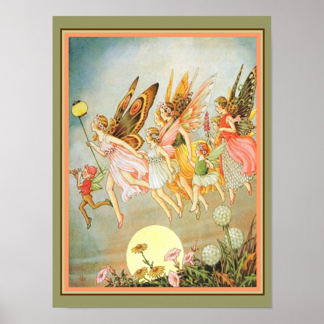 "När Älvorna Komar ut" 1915 Skriv ut Poster (Framsidan)