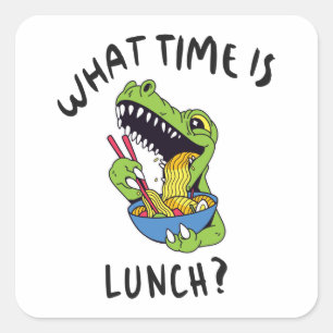 När är lunchen? fyrkantigt klistermärke