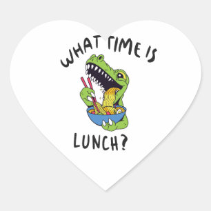 När är lunchen? hjärtformat klistermärke