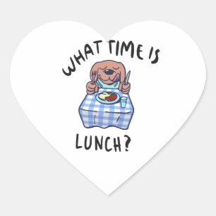 När är lunchen? hjärtformat klistermärke