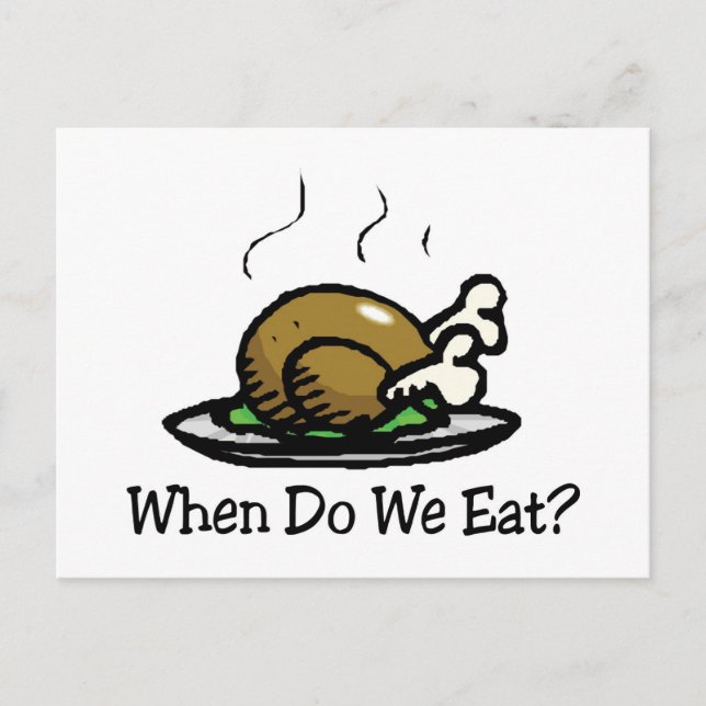När äter vi? Rolig Thanksgiving-semester Turkiet Helg Vykort (Framsida)