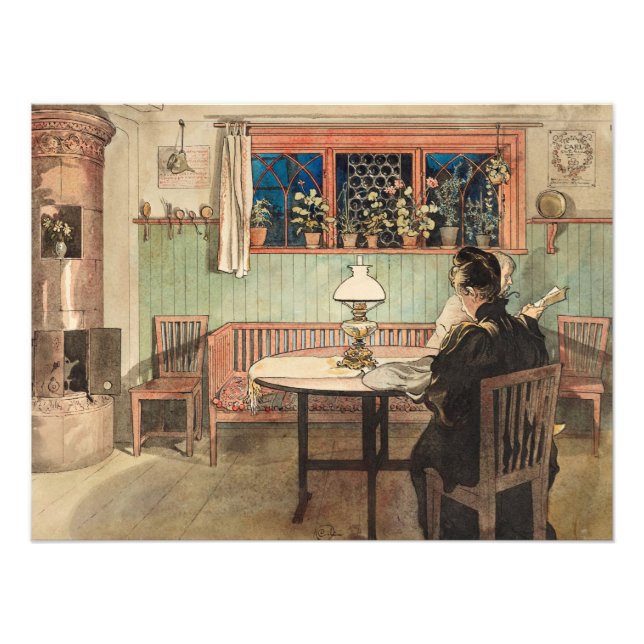 När barnen har Borta till Bed av Carl Larsson Fototryck (Framsidan)