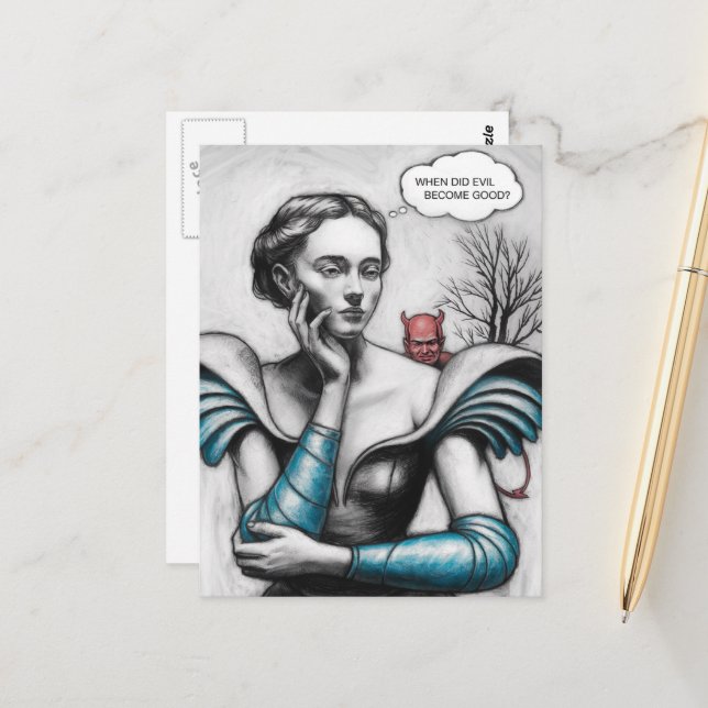 När Blev Ondska Bra Kvinna Tänker Djävul  Vykort (Fram/Back In Situ)