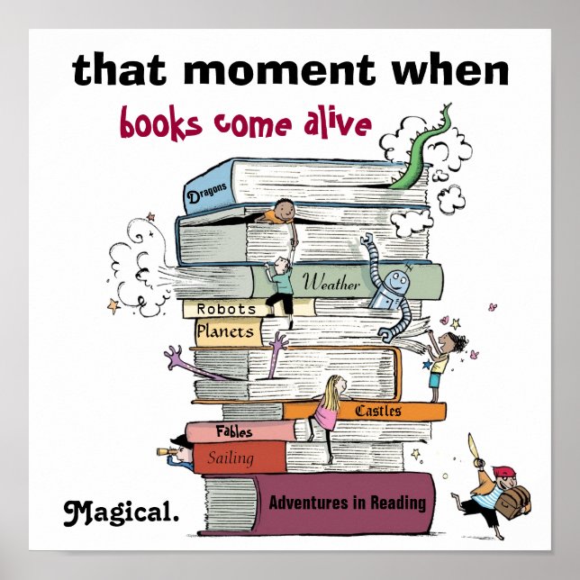 När Bokar Kom Alive Literacy Poster (Framsidan)
