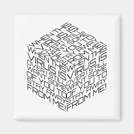 När det här viruset är över svart textkub magnet