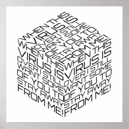 När det här viruset är över svart textkub poster