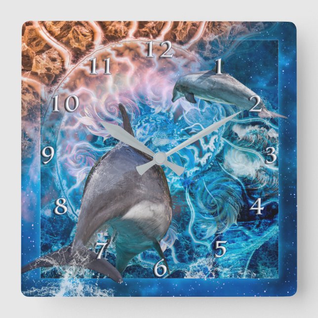 NÄR DOLPHINS DREAM FYRKANTIG KLOCKA (Framsida)