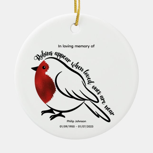 När du älskar minnet av en älskad Robin - redigerb Julgransprydnad Keramik (Framsidan)