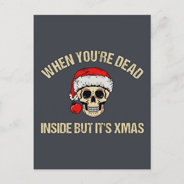 När du är död inne men det är julklappar vykort (Framsida)