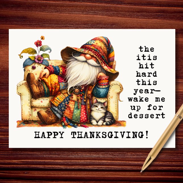 När du har fått ”Turkletargesan” Rolig Tomte Thank Helgkort (When the ‘itis’ hits harder than the turkey itself. 😂)