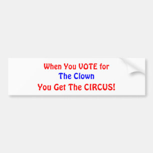 När du RÖSTAR för, clownen, får du CIRKUSEN! Bildekal