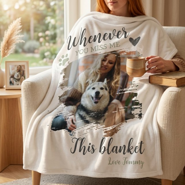 När Du Saknar Mig Sällskapsdjur Minnesfilt Fleecefilt (Whenever You Miss Me Pet Memorial Blanket)