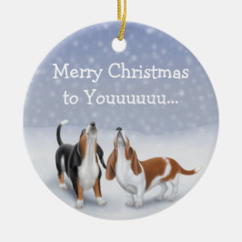 När du tjuter basseten jagar julprydnaden julgransprydnad keramik