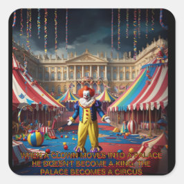 När en clown flyttar in i ett palats... fyrkantigt klistermärke