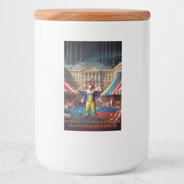 När en clown flyttar in i ett palats... mat etikett (Framsida)