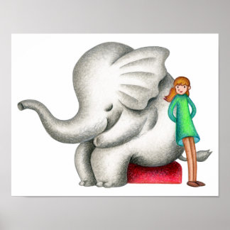 När en elefant och en flicka kommer samman. poster