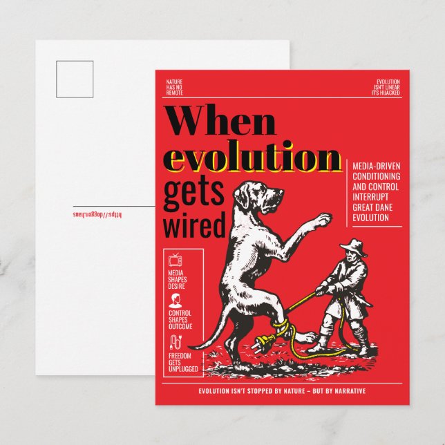 När evolutionen kopplas Great Danes är inblandade Vykort (Fram/baksida)