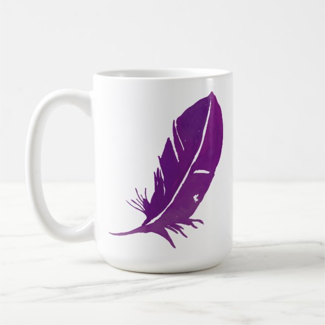 När fjädrar visas änglar är nära - stort 15 uns kaffemugg (Vänster)