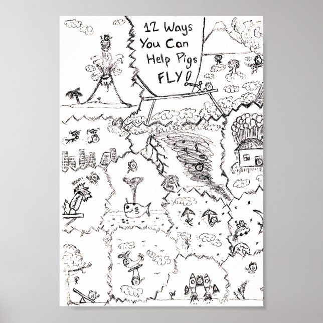 När Grisar flyger 12 sätt att hjälpa dem. Poster (Framsidan)
