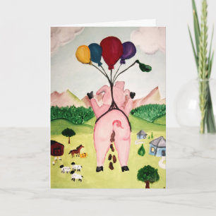 När grisar flyger det nya jobbkortet för grattis kort