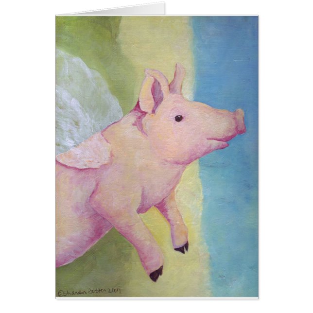 När grisar flyger hälsningskort (Framsidan)