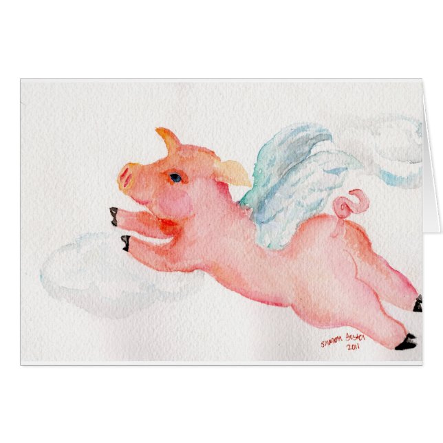 När grisar flyger hälsningskort (Framsidan Horizontal)