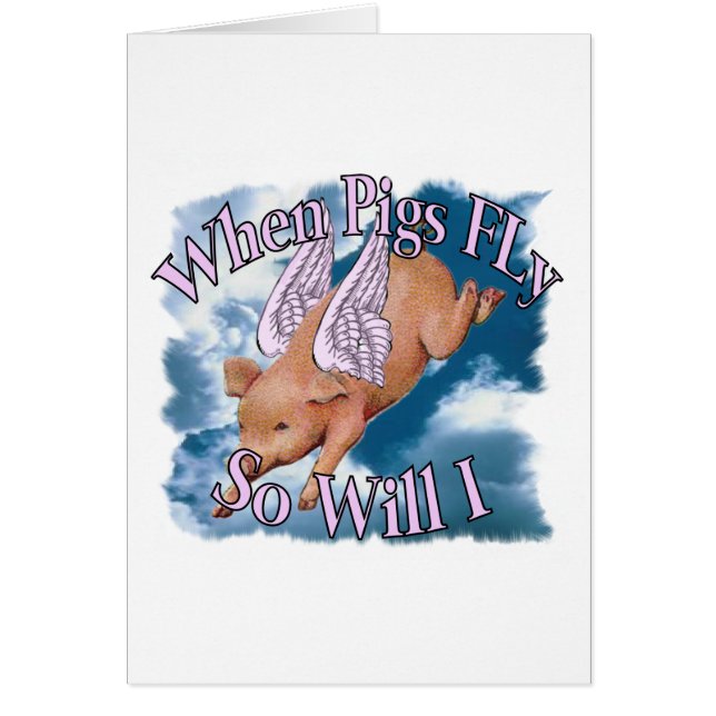 När Grisar flyger Hälsningskort (Framsidan)