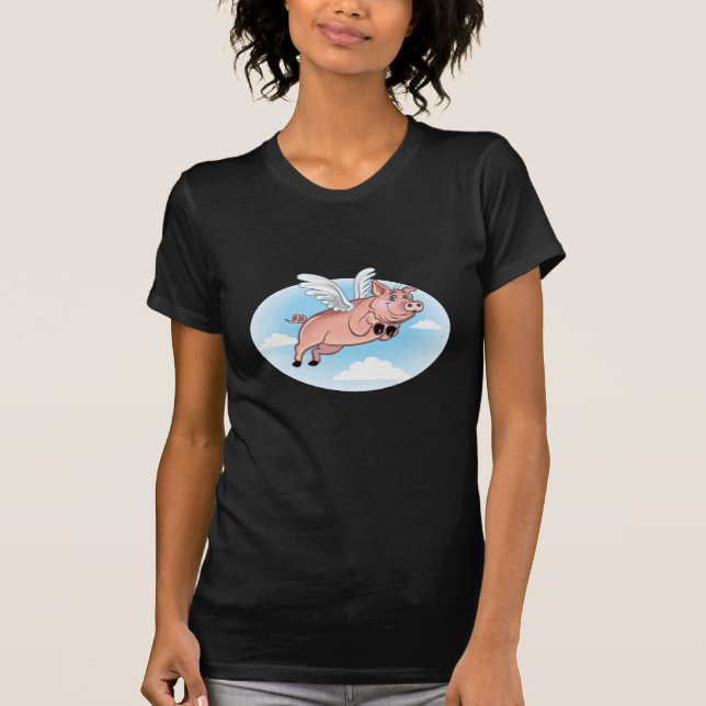 När grisar flyger, händer roligt t-shirt (Framsida)
