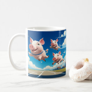 När grisar flyger roliga bevingade grisar kaffemugg