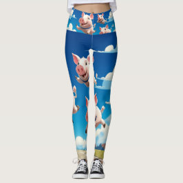 När grisar flyger roliga bevingade grisar leggings