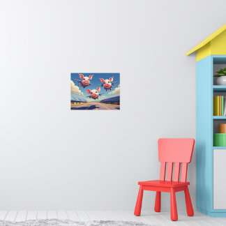 När grisar flyger roliga bevingade grisar poster